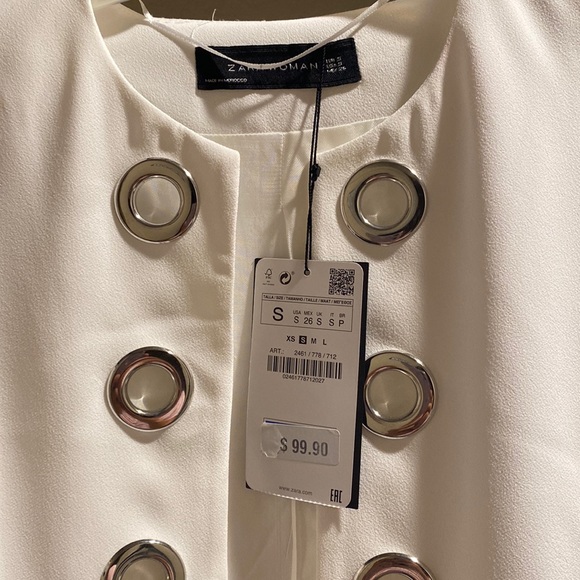 Zara White Grommet Vest Size S - Picture 2 of 2